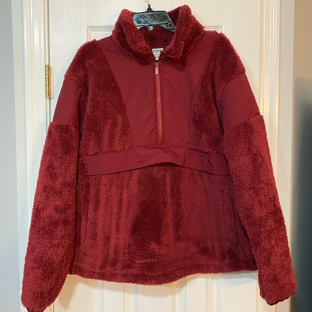 Victoria Secret Red Fleece Half Zip Pullover